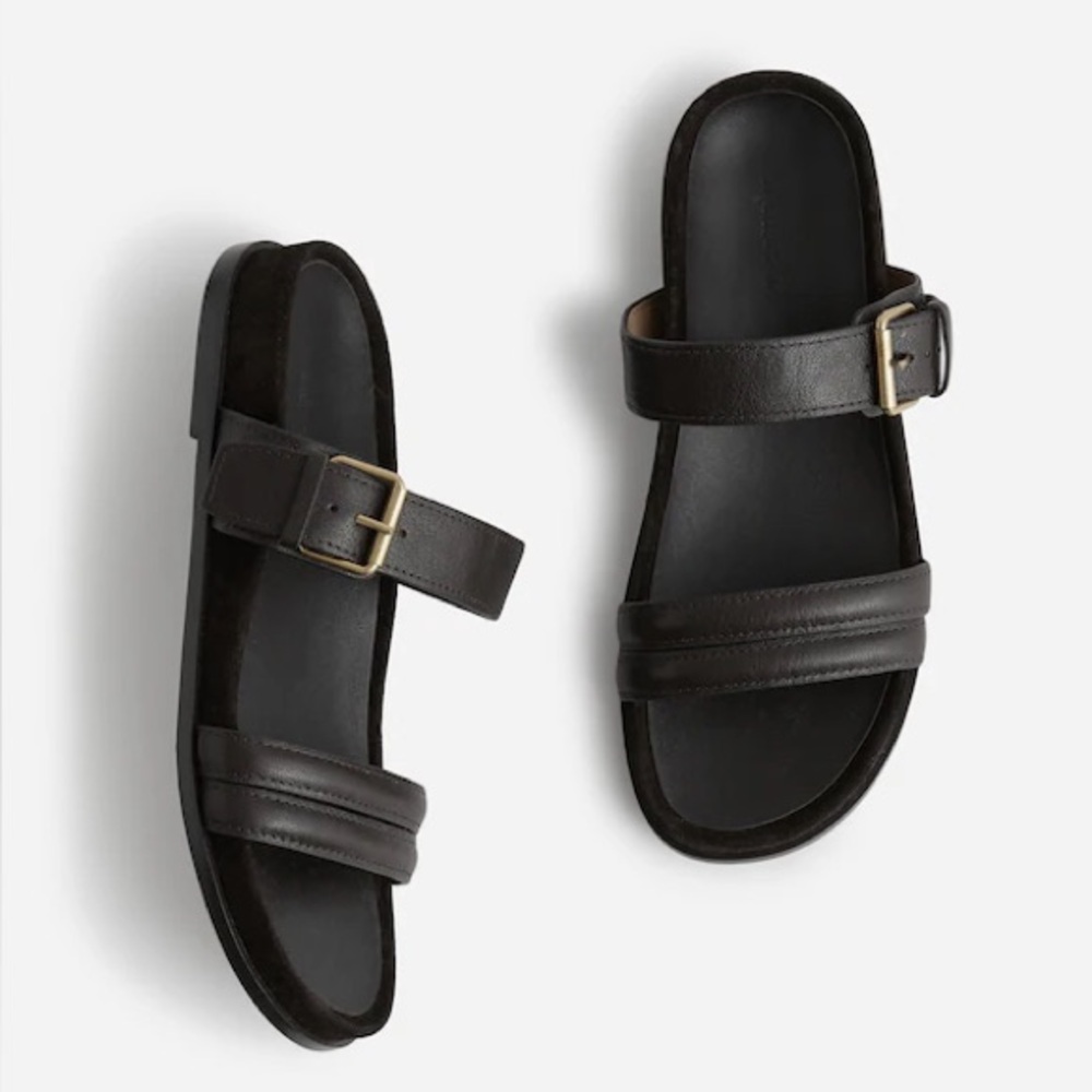 Madewell The Dara Double-Strap Slide Sandal in Dark Carob Brown Size 7.5 - Picture 2 of 12